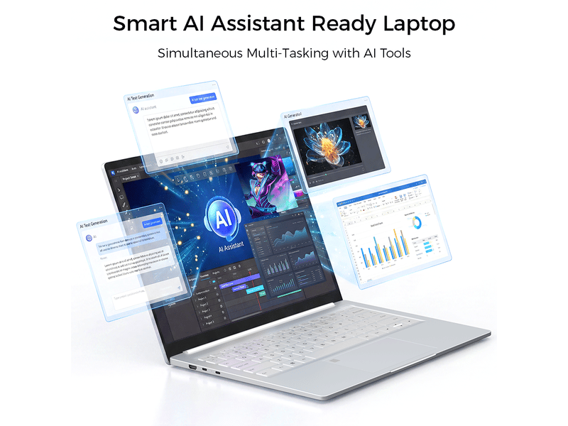 Pc portable 14 pouces amd ryzen 5 16 go ram 1 to ssd écran 2.2k ips ultra léger autonomie 8h argent  - Conforama C