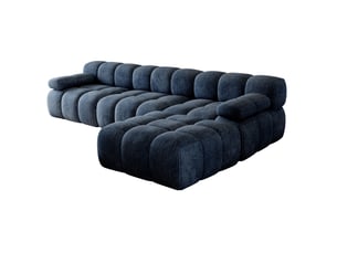 Canapé d’angle 4 places 300x200x68 cm en chenille bleu