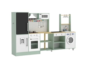 Cuisine enfant modulable tout équipée avec accessoires effets sonores lumineux blanc vert