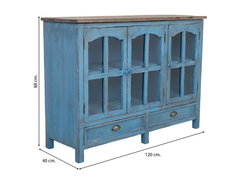  Buffet en bois bleu 120x40x88 cm h  - Conforama D