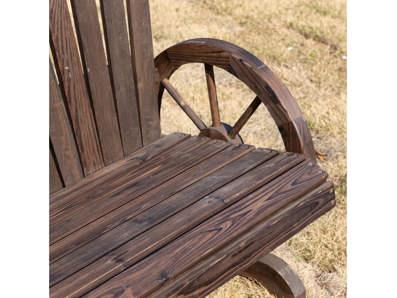 Banc de jardin 2 places en bois 108x66x95 cm – marron foncé – dossier incurvé et accoudoirs rustiques - Conforama D