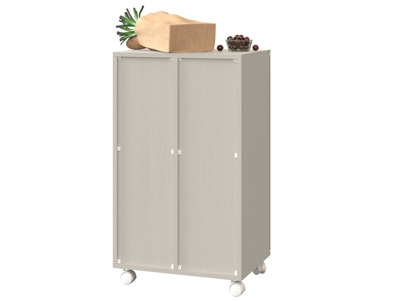  Meuble de tri des déchets 46,7x35x80 cm à roulettes mdf bois clair et blanc, confort optimal  - Conforama A