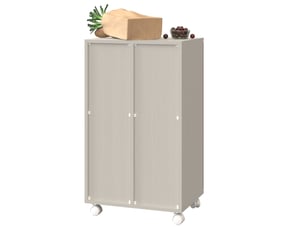 Meuble de tri des déchets 46,7x35x80 cm à roulettes mdf bois clair et blanc, confort optimal