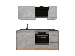 Vicco cuisine, bétonchêne doré, 180cm, pt anthracite