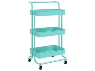 Desserte de cuisine, chariot de rangement 3 niveaux turquoise 42x35x85 cm fer et abs