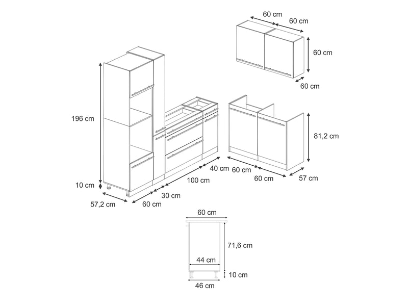  Vicco cuisine en angle, blanc campagneblanc, 230 x 120 cm plan de travail marbre  - Conforama B
