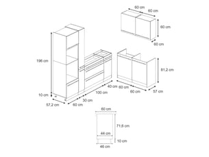 Vicco cuisine en angle, blanc campagneblanc, 230 x 120 cm plan de travail marbre