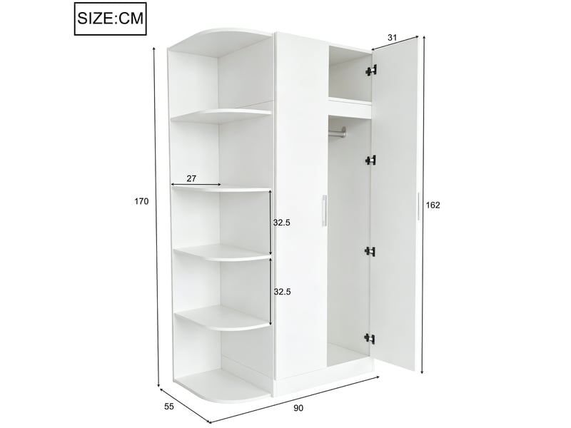 Armoire modenvie 2 portes avec étagères et tiroirs 90 x 55 x 170 cm blanche  - Conforama C