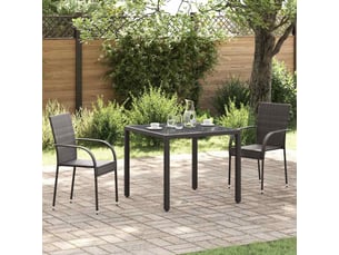 Lot de 2 chaises empilables d'extérieur résine tressée marron
