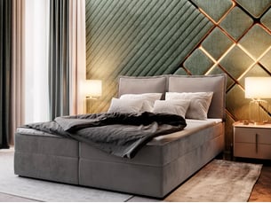 Lit avec rangement 160x200 cm <strong>MASSENO</strong> <strong></strong> coloris gris