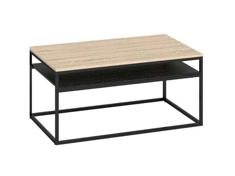  Table basse 100x59,8x47 cm style industriel panneau de particules et métal chêne  - Conforama A