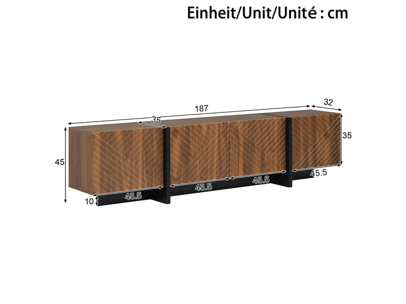  Meuble tv portes de rangement mdf meuble de rangement organisation gain de place design contemporain décor noyer OPULERANE TRADING LTD - Conforama D