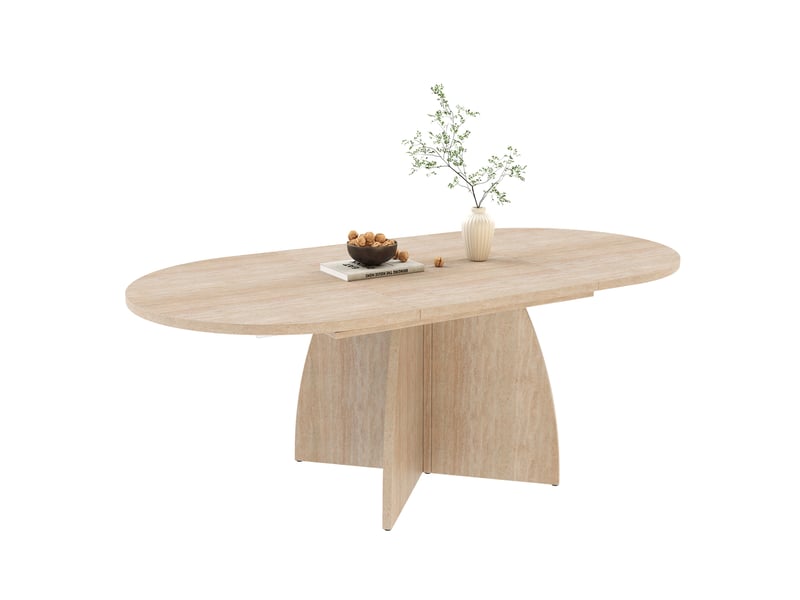  Table à manger extensible 120180 x 90 x 75 cm effet travertin  - Conforama A