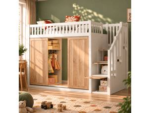 Lit mezzanine 90x200 cm <strong>OKWISH</strong> <strong></strong> coloris bicolore