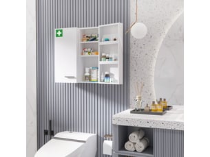 Armoire à pharmacie 6 étagères avec serrure et 2 clés de sécurité, blanc, 55x18x60 cm