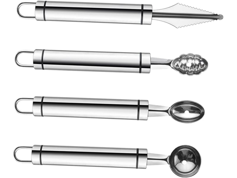 Outils de sculpture sur fruits cuillère à melon en acier inoxydable 304 lot de 4 pièces cuillères à pastèque et melon utiles pour découpe - Conforama A