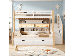 Lit superposé 2x90x200 cm <strong>WISHDOR</strong>  <strong></strong> coloris bicolore