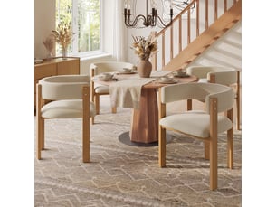 Lot de 4 chaises de salle à manger beige, dossier ergonomique rembourré, pieds métal effet bois naturel, assise épaisse, charge 150 kg