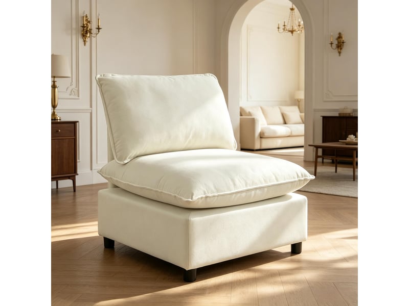  Fauteuil,74x85x78 cm,1 place sans fonction relax,tissu,crème  - Conforama B