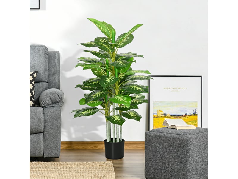 Plante artificielle calathea hauteur 120 cm pot ciment 53 feuilles - intérieur  - Conforama C