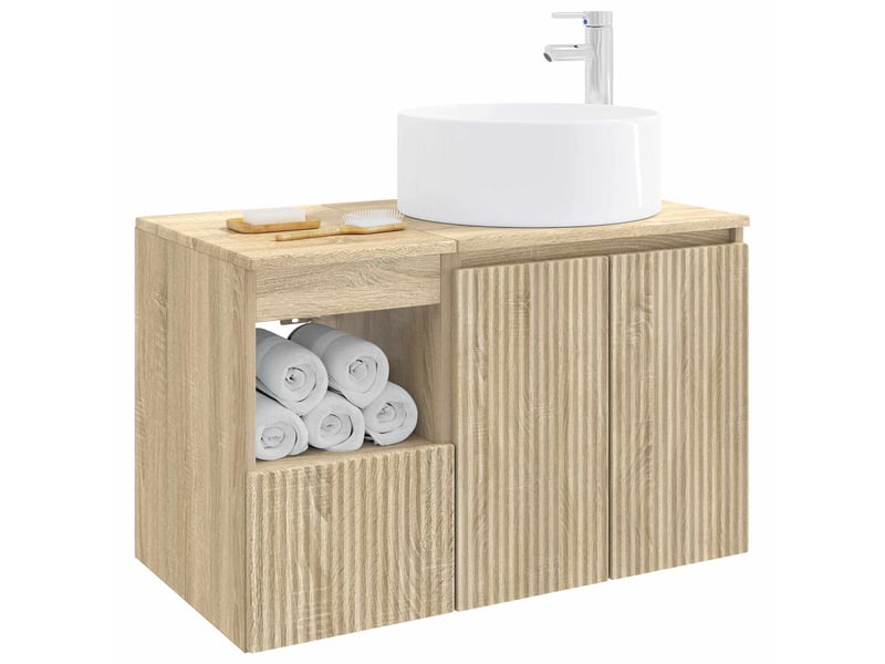  Ensemble de mobilier de salle de bain 2 pc chêne sonoma cf64136  - Conforama C