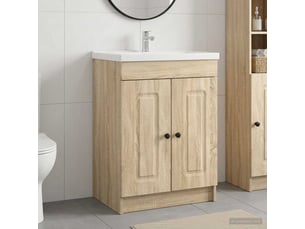 Armoire sous évier de salle de bain, meuble de rangement chêne sonoma shl5007