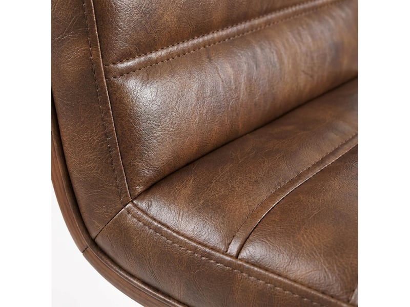  Lot de 2 tabourets de bar pivotants 48x40x90 cm en polyuréthane, avec repose-pieds, pour bar, pratique, bois, marron  - Conforama D