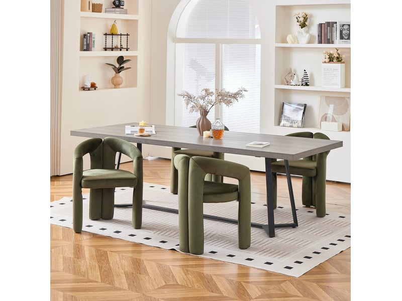  Chaise de salle à manger avec accoudoirs, charge maximale 150 kg, velours vert  - Conforama C