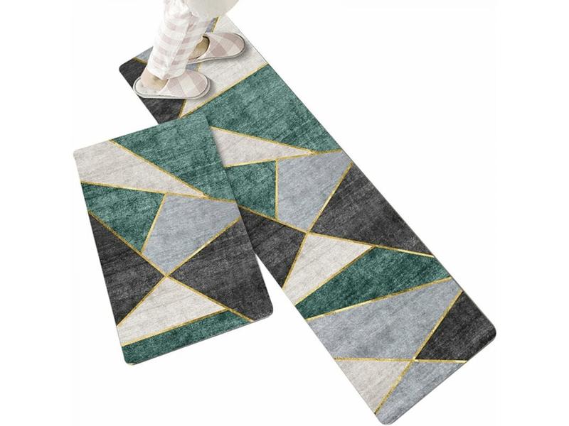  Tapis de cuisine antidérapant pour devant evier, géométrique motif, lot de 2 tapis de sol absorbant pour cuisine, doux tapis de passage 40 60+40 120  - Conforama A