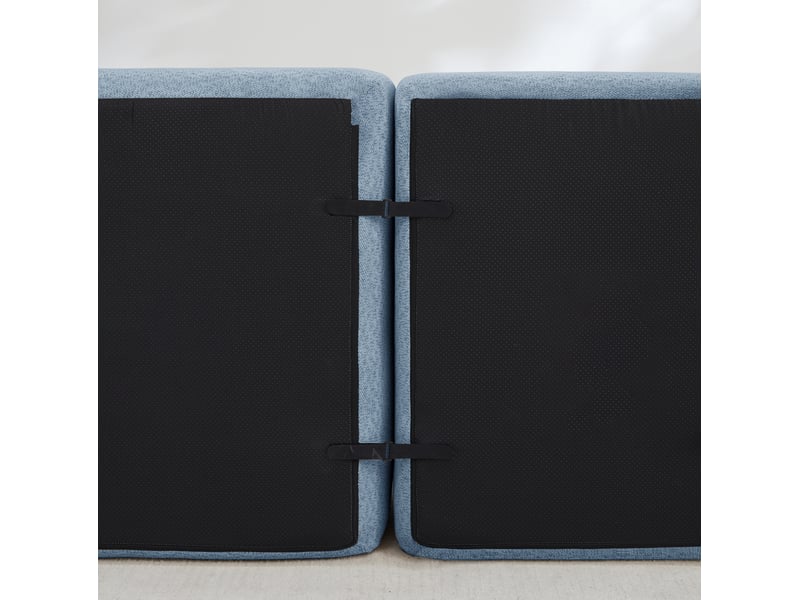  Canapé modulable 3 places 288x104x79 cm, sans montage, granuleux, mousse 32d, assise profonde, tissu, bleu  - Conforama D