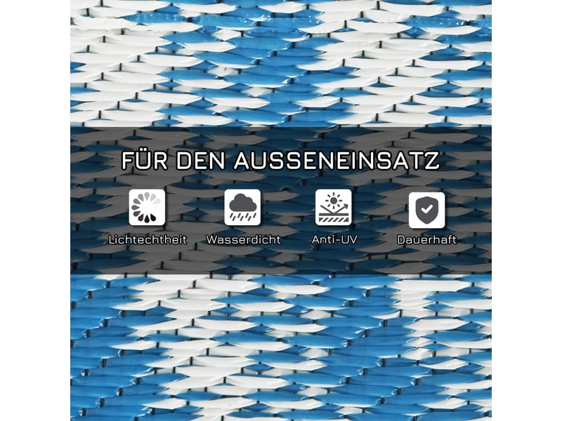  Tapis de camping double face bleu, idéal pour la pelouse, le salon et la terrasse (182 x 274 cm)  - Conforama B