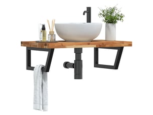Étagère de vasque murale acier et bois massif d'acacia shl719