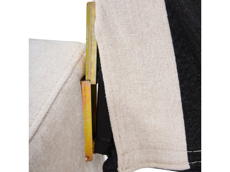  Canapé d’angle l 3 places avec porte-gobelets, usb type-c et poches latérales, 202 x 137 x 80 cm, tissu lin, beige  - Conforama D