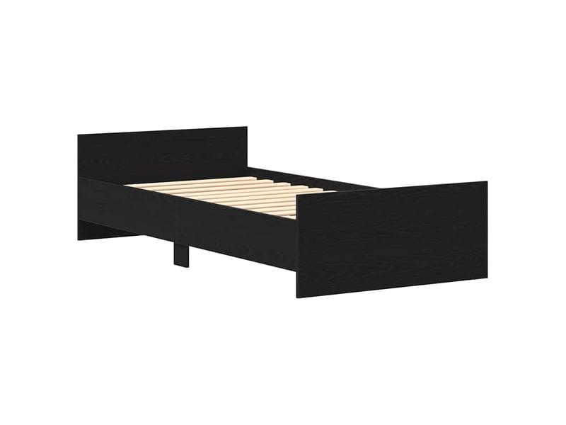  Lit simple- lit adulte -  cadre de lit sans matelas chêne noir 90x190 cm bois ingénierie  - Conforama C