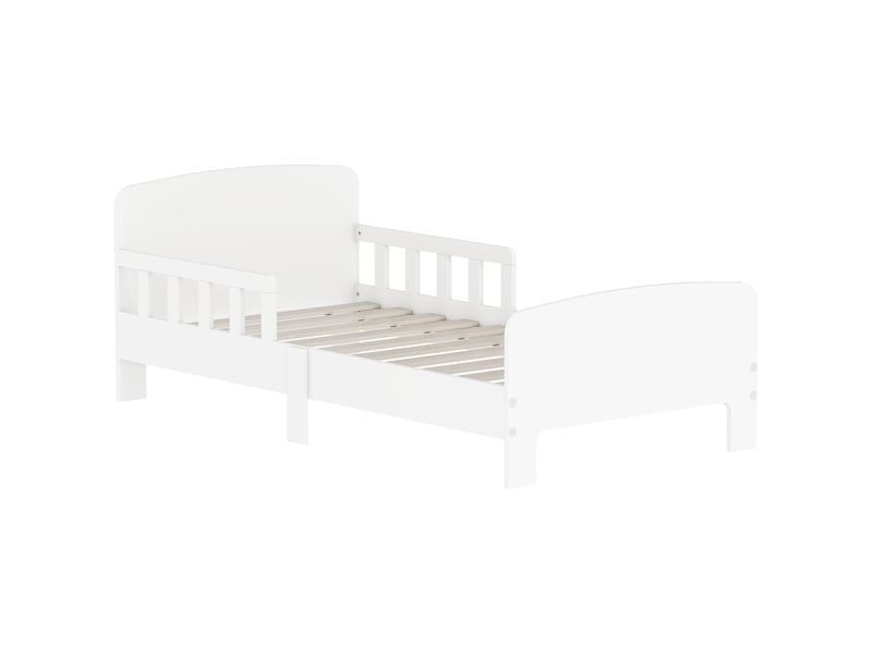  Lit enfant avec barrières de sécurité, lit pour tout-petits de 3 à 8 ans, mdf, blanc  - Conforama A