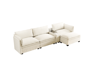 Canapé d'angle modulable en chenille cloud de 315 cm avec espace de rangement
