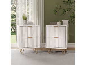Table de nuit lot de 2 avec 2 tiroirs, tables de chevet coloris blanc