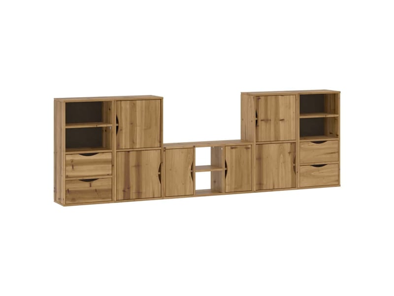  Meubles tv - banc tv - meuble de rangement 5 pcs avec rangement odda bois de pin massif  - Conforama A