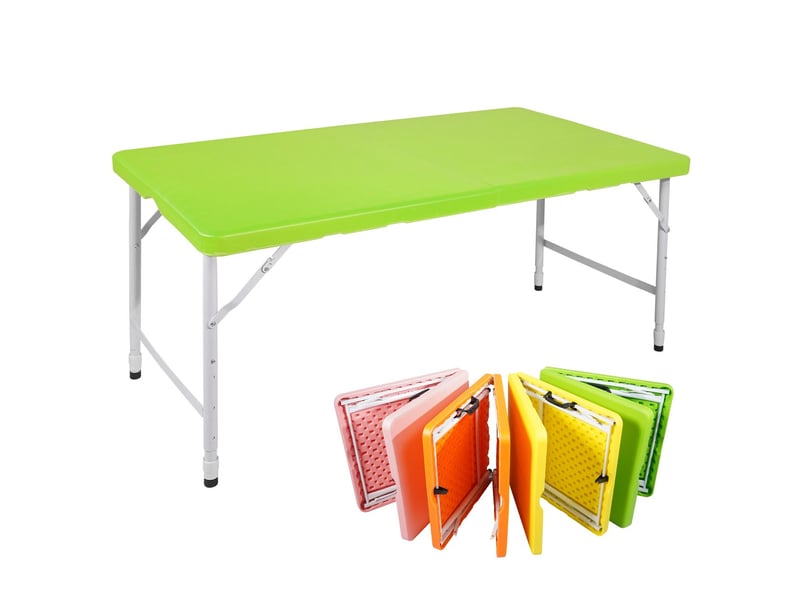  Table à manger pliante hauteur réglable poignée de transport structure robuste charge 135 kg coloris vert  - Conforama A