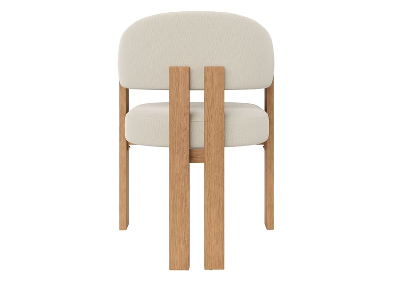  Lot de 4 chaises de salle à manger 49x47x78cm, beige et naturel, métal, effet bois, mobilier de cuisine, rembourrage épais  - Conforama E