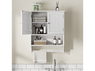Armoire murale de salle de bain,56,8x19x70 cm,avec étagères réglables,mdf,blanche