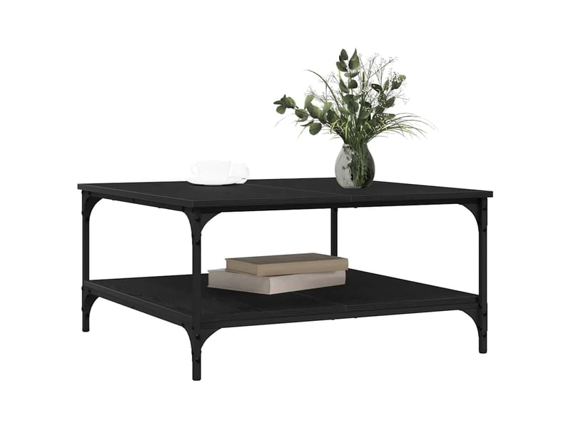 Table de chevet - table basse chêne noir 80 x 80 x 40 cm bois d'ingénierie - Conforama B
