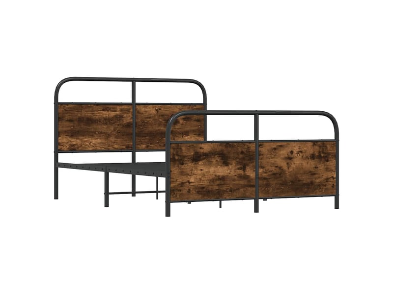  Lit double- lit adulte -  cadre de lit sans matelas 120x190 cm chêne fumé bois ingénierie  - Conforama B