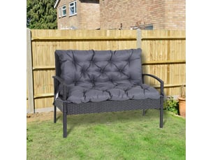 Coussin de banc de jardin 100 x 98 x 8 cm gris foncé polyester avec dossier et 6 liens de fixation