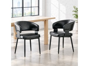 Chaises de salle à manger lot de 2 avec accoudoirs et dossier bicolore - pieds en métal, pu - noir
