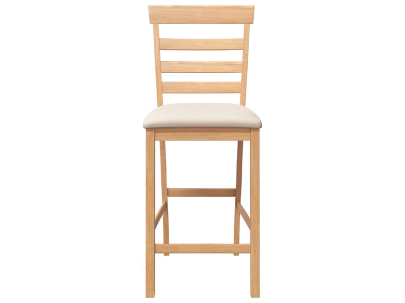  Lot de 2 tabouret de bar, chaise de bar avec coussins naturel bois massif d'hévéa  - Conforama E
