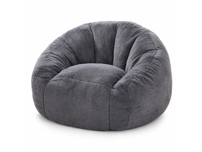  Fauteuil pouf 98x98x60 cm gris en polyester, remplissage mousse, sans montage pour lecture et détente  - Conforama A
