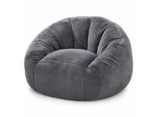 Fauteuil pouf 98x98x60 cm gris en polyester, remplissage mousse, sans montage pour lecture et détente