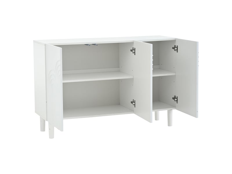  Buffet bas 120 x 38,5 x 79 cm, buffet de rangement, buffet de cuisine, 3 portes battantes, motifs imprimés, mdf, blanc  - Conforama R