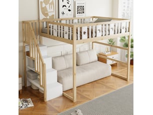Lit mezzanine 140x200 cm <strong>FLORAGRACE</strong> <strong></strong> coloris bicolore